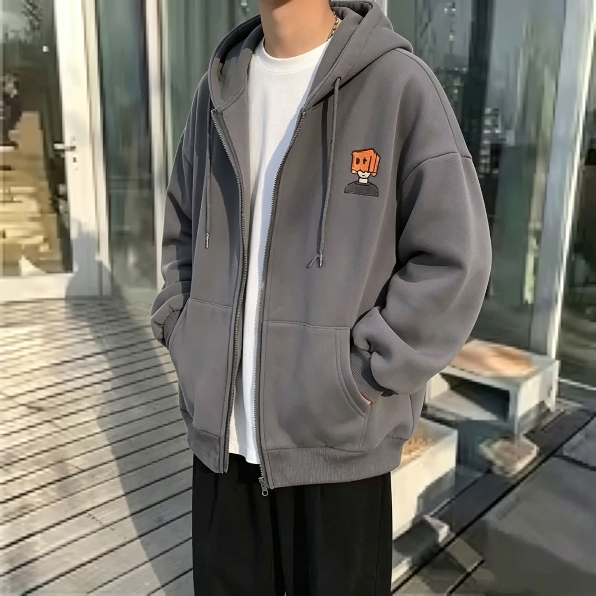 Mens Fashion Zip Up Hoodies - Sudadera con capucha High Street para