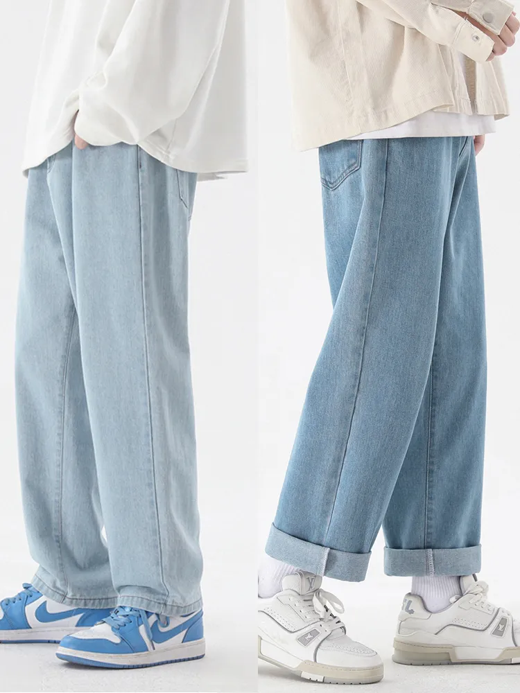 Men'S Fashion Grey Jeans - Pantalones vaqueros informales hasta el tobillo
