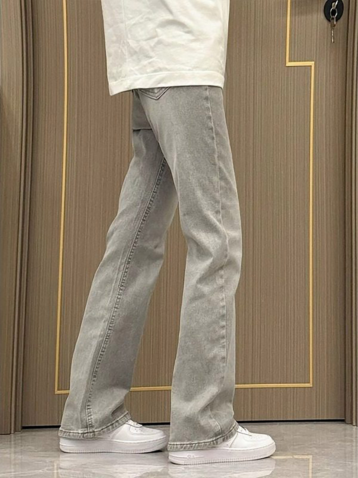 Jeans de Pierna Recta Color Gr - Men'S Fashion Grey Jeans reseña y precio